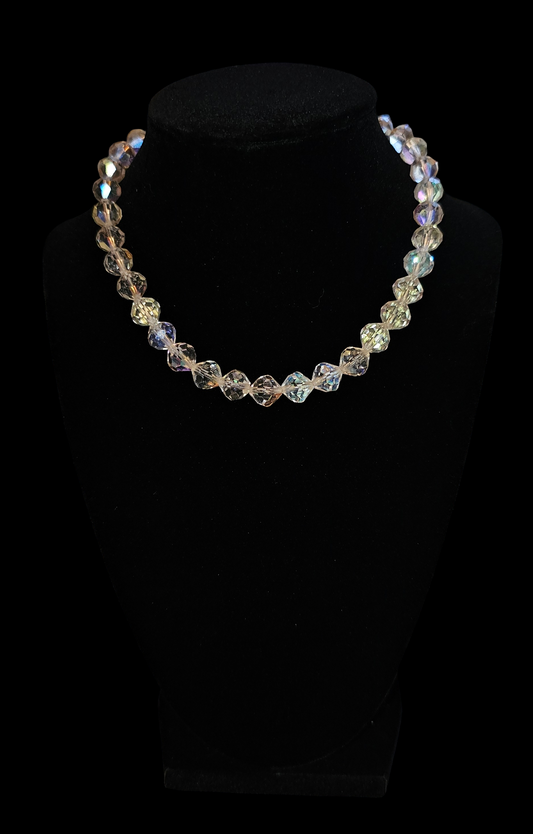 16" Clear Faceted Crystal Necklace