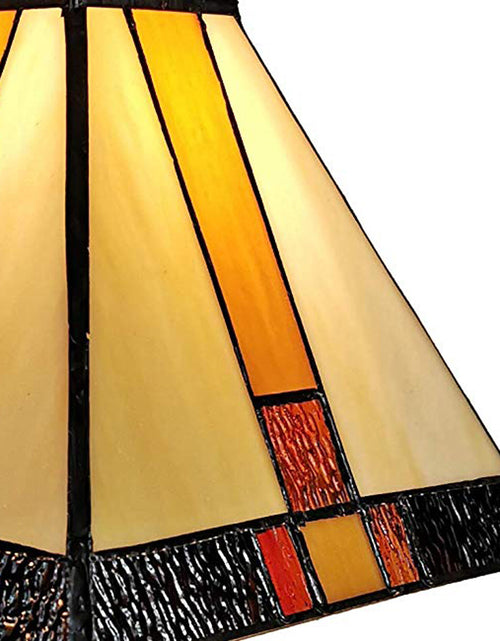 Load image into Gallery viewer, 15&quot; Tiffany Amber and Black Mission Style Table Lamp
