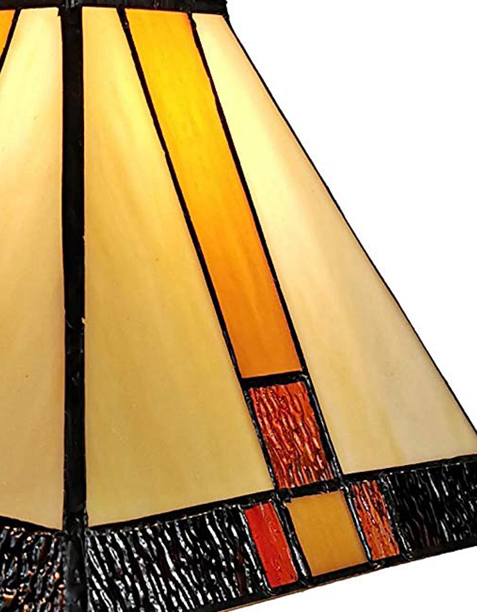 15" Tiffany Amber and Black Mission Style Table Lamp